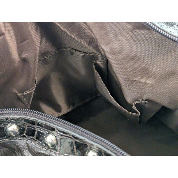 Steven by Steve Madden Leather Riveted Satchel Black Purse Handbag Unused - Picture 6 of 8